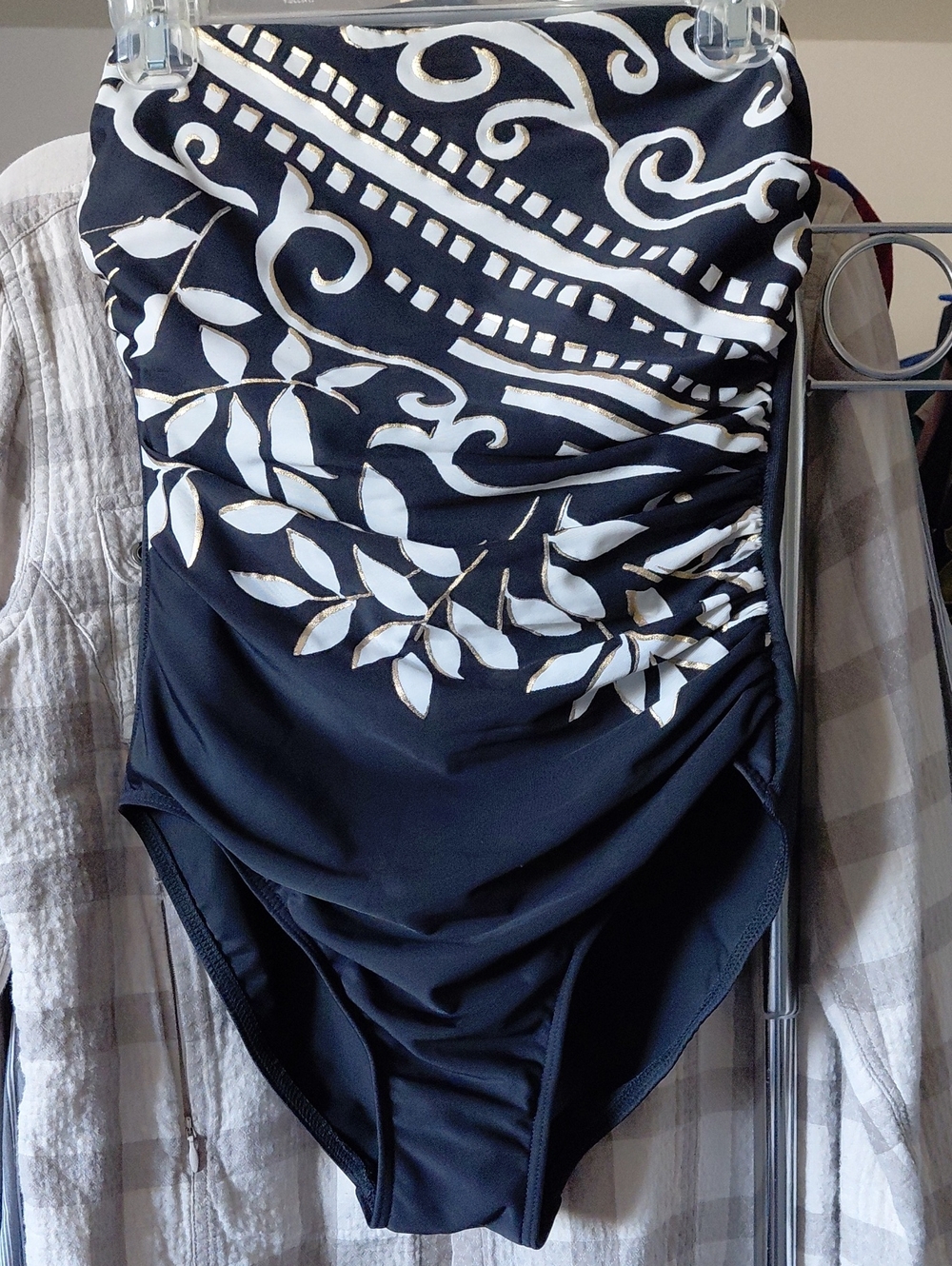 Miraclesuit Black & White Floral Ruched One-Piece Swimsuit